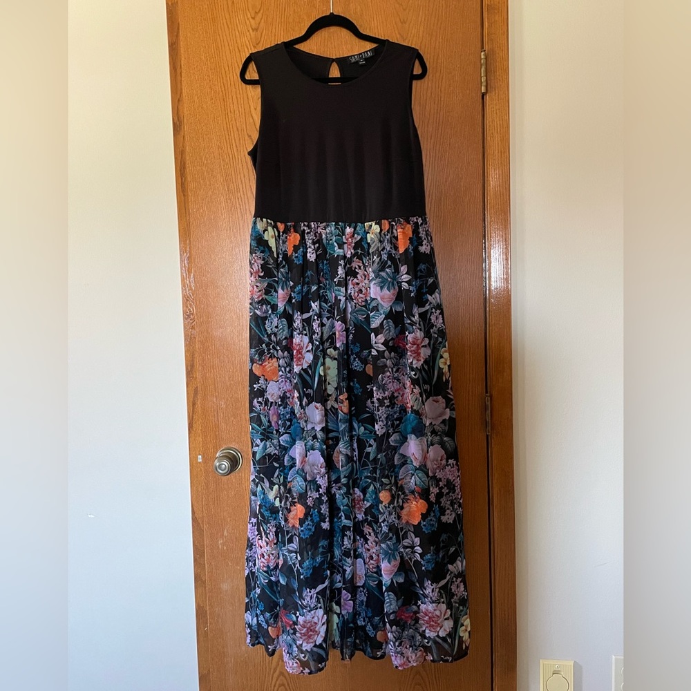 ModCloth Sami & Dani Maxi sleeveless dress, sheer lined skirt Plus Size 1X